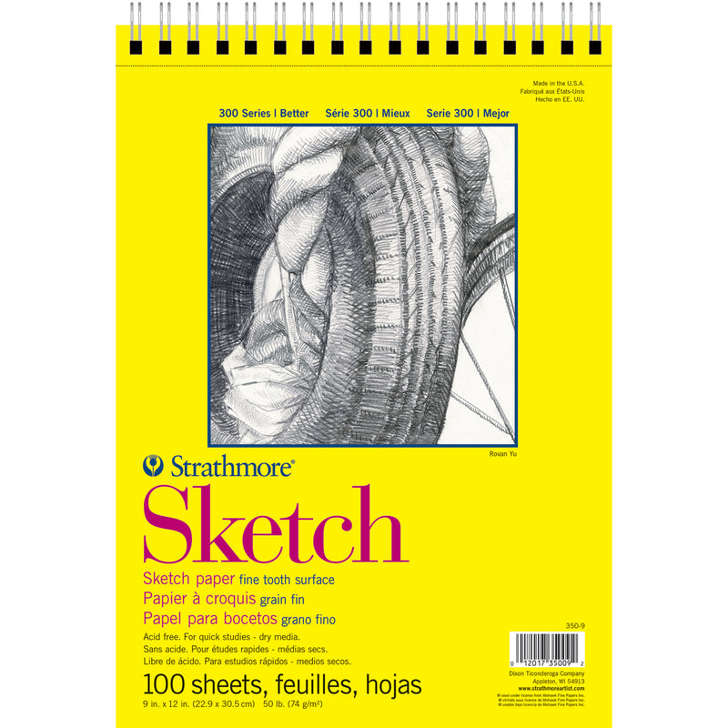 300 Series Sketch Pad 9x12in Wire Binding Strathmore 100 Sheets