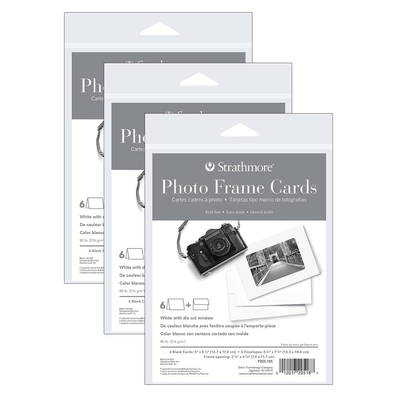 Photo Frame Cards & Envelopes, Plain Border, Full Size, 5x6.875 inch, 6 Per Pack, 3 Packs