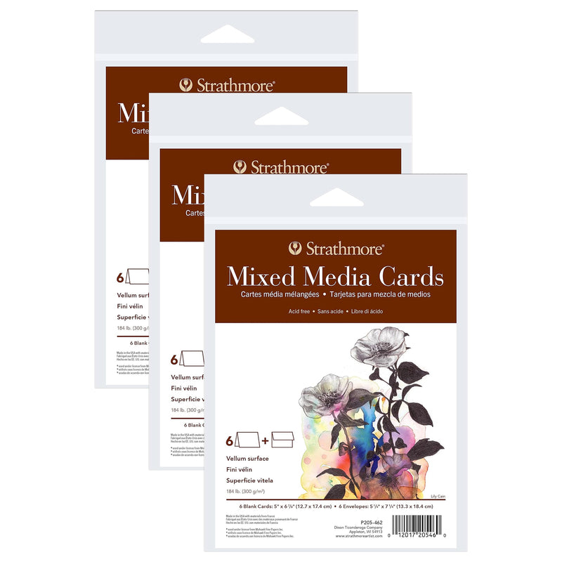 400 Series Mixed Media Cards & Envelopes, Full Size, 5x6.875 inch, 6 Per Pack, 3 Packs