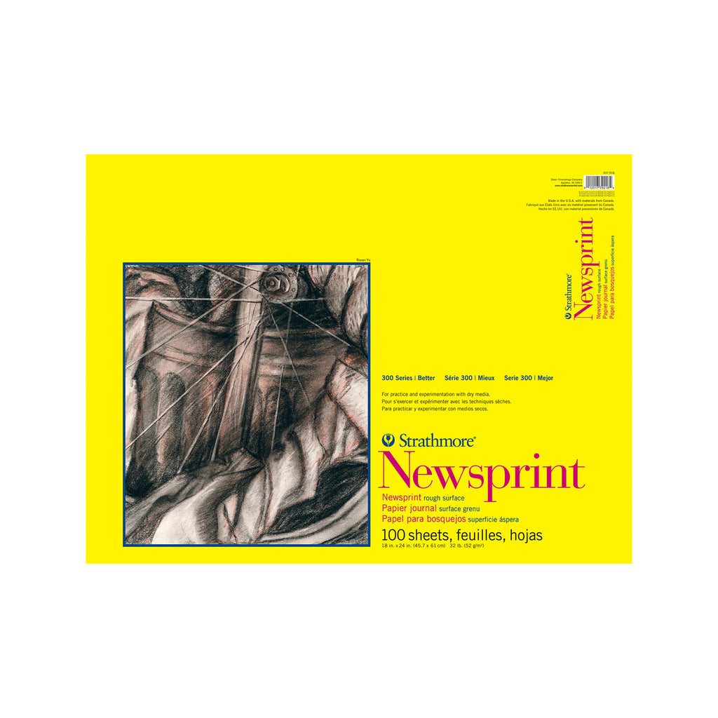 300 Series Newsprint Pad, Tape Binding, 100 Sheet, 18x24 inch, 1 Count