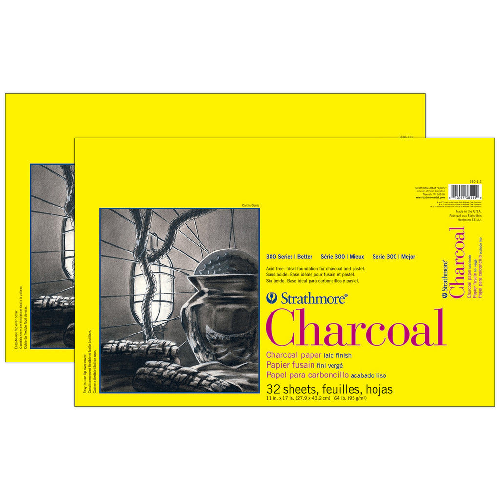 300 Series Charcoal Pad, Glue Binding, 32 Sheet, 11x17 inch, Pack of 2