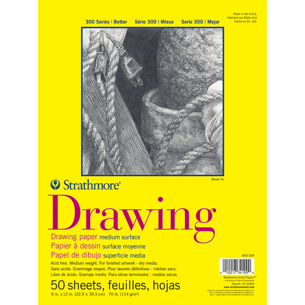 Drawing Pad Glue Bind 9x12in 300 Series 50 Sheets