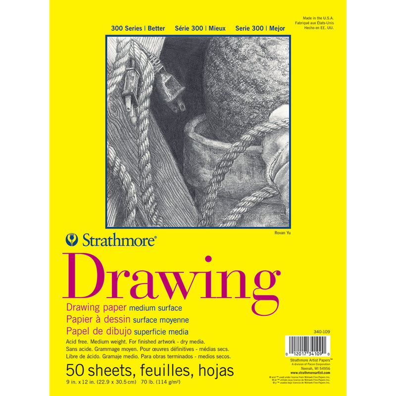 Drawing Pad Glue Bind 9x12in 300 Series 50 Sheets