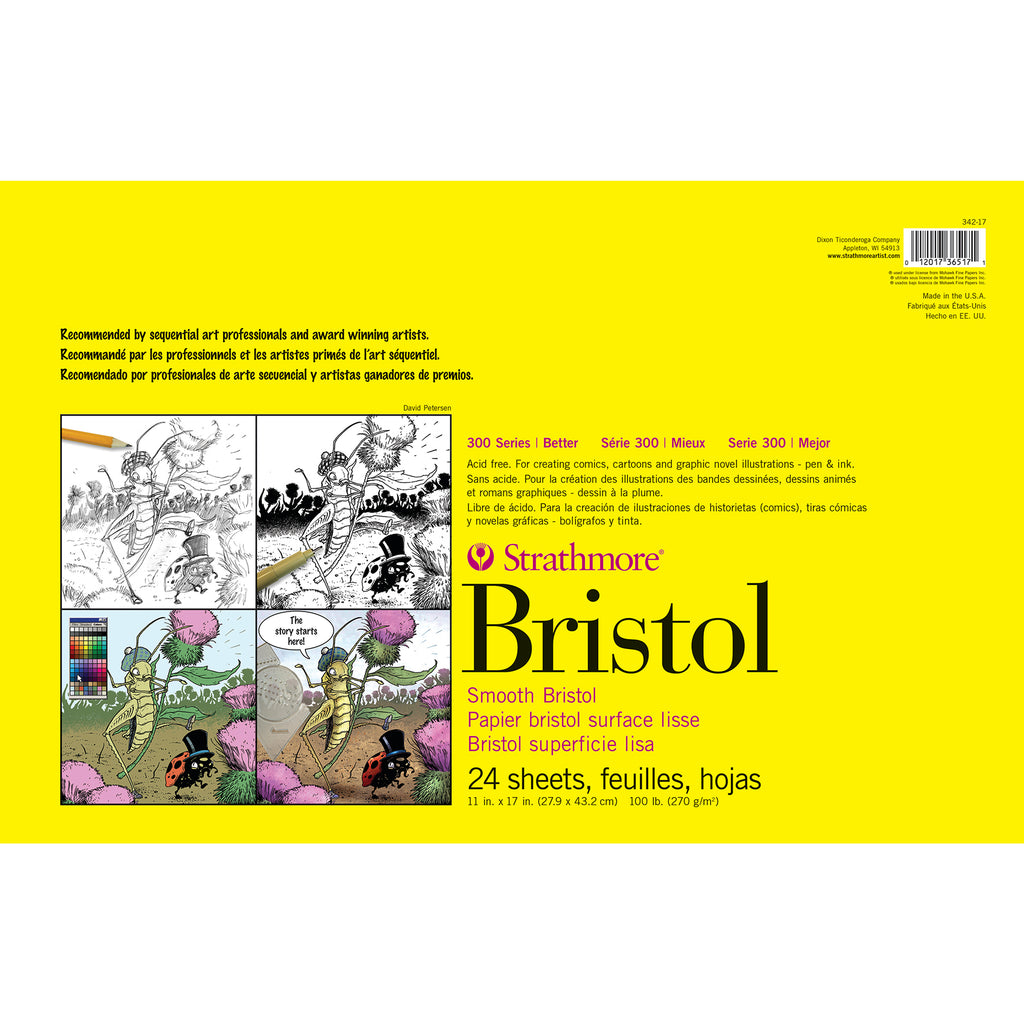 300 Series Bristol Pad, Smooth Finish, Tape Binding, 24 Sheet, 11x17 inch, 1 Count