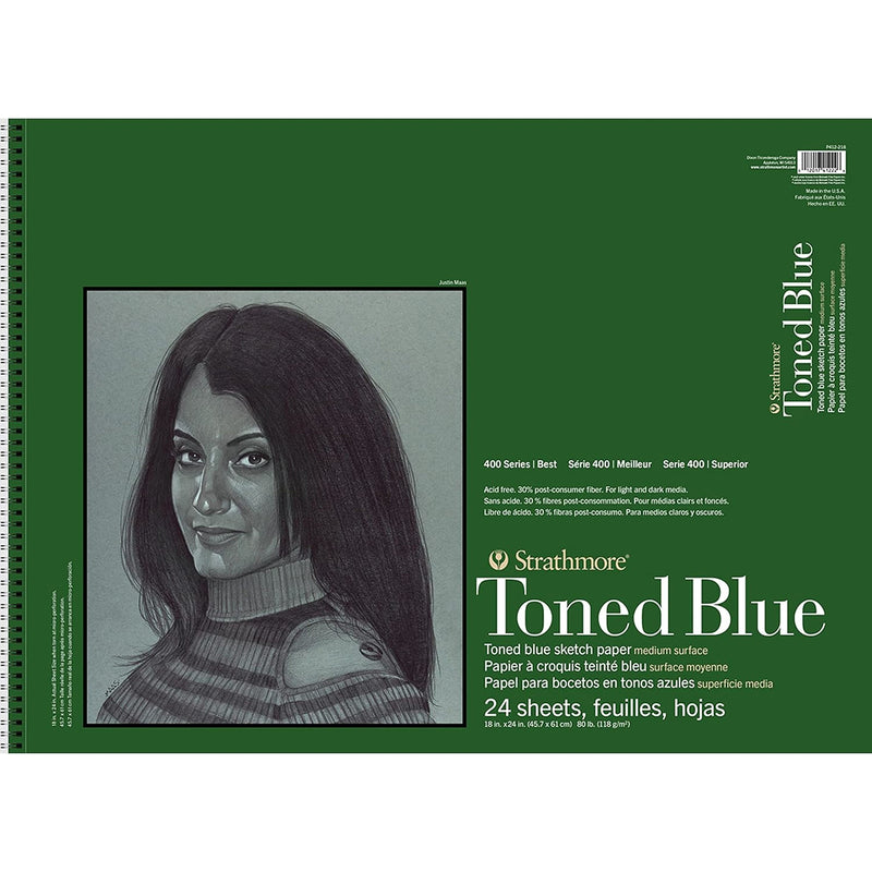 400 Series Sketch Pad, Recycled, Toned Blue, Side Wire Binding, 24 Sheet, 18x24 inch, 1 Count