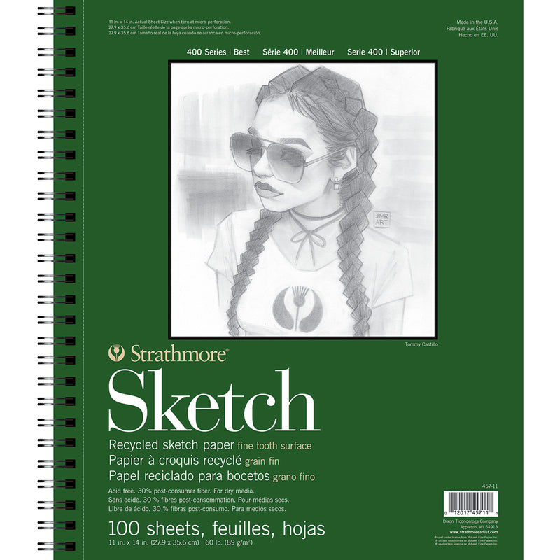 400 Series Sketch Pad, Recycled, Side Wire Binding, 100 Sheet, 11x14 inch, 1 Count