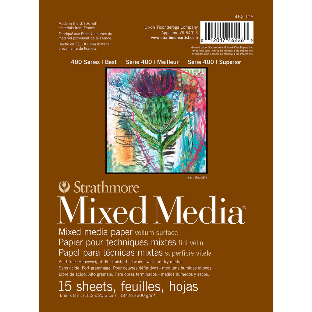 Mixed Media Pad 6x8in Glue 15shts 400 Series