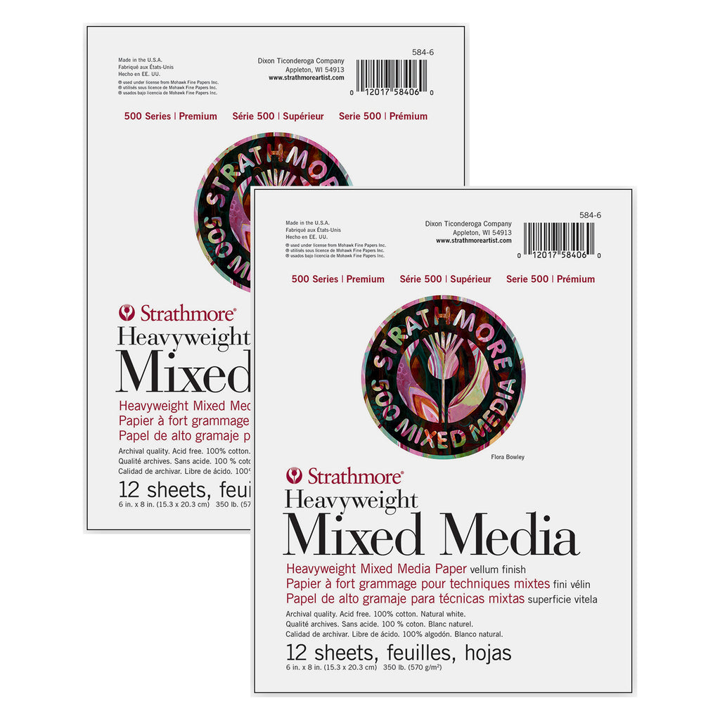 500 Series Mixed Media Pad, 12 Sheet, 6x8 inch, Pack of 2