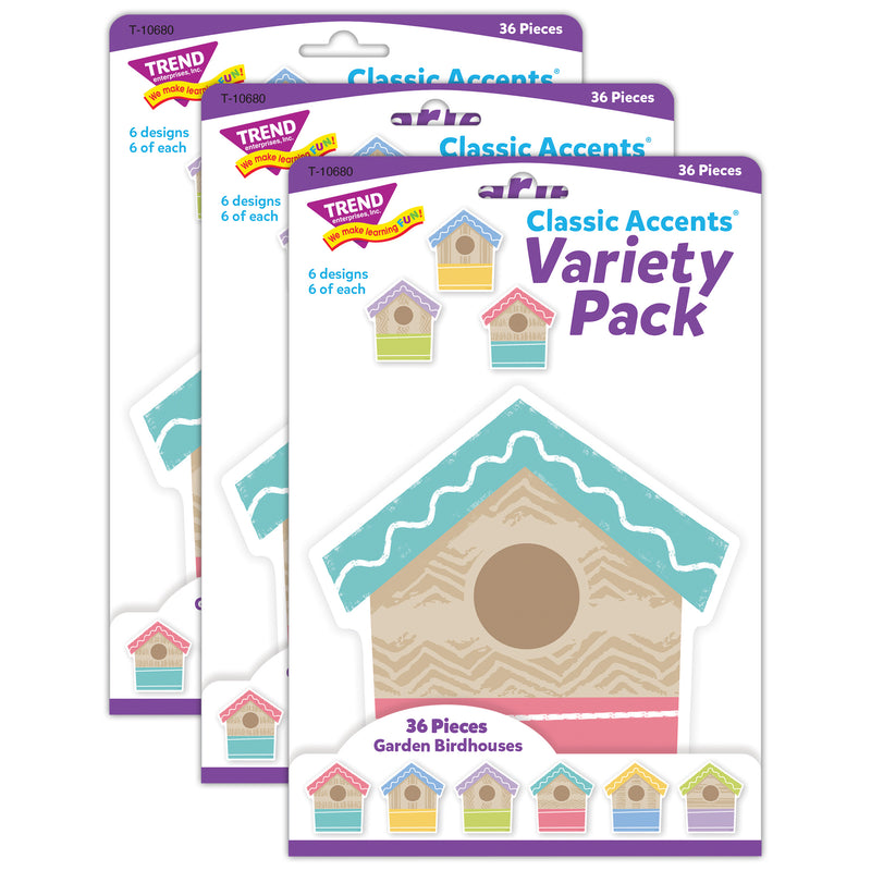 Garden Birdhouses Classic Accents® Variety Pack, 36 Per Pack, 3 Packs