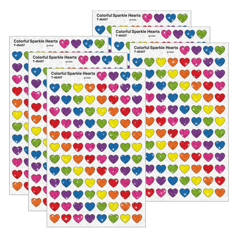 Colorful Hearts Sparkle Stickers®, 400 Per Pack, 6 Packs