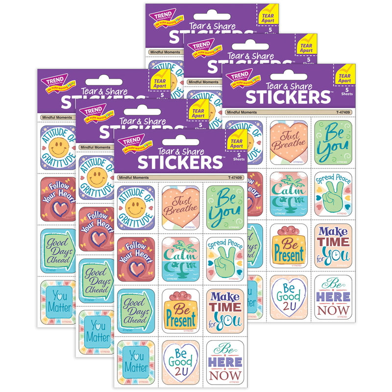 Mindful Moments Tear & Share Stickers™, 60 Per Pack, 6 Packs