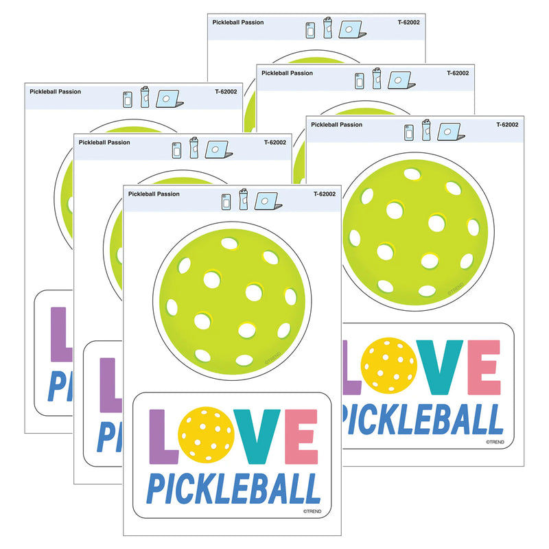 Pickleball Passion Vinyl Stickers, 2 Per Pack, 6 Packs