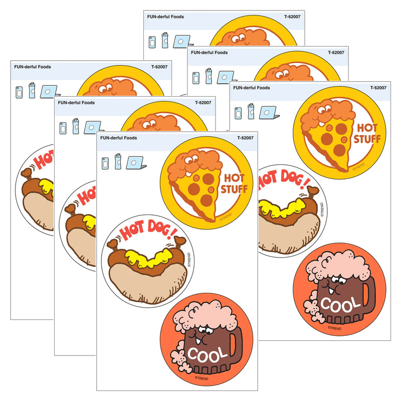 FUN-derful Foods Vinyl Stickers, 3 Per Pack, 6 Packs