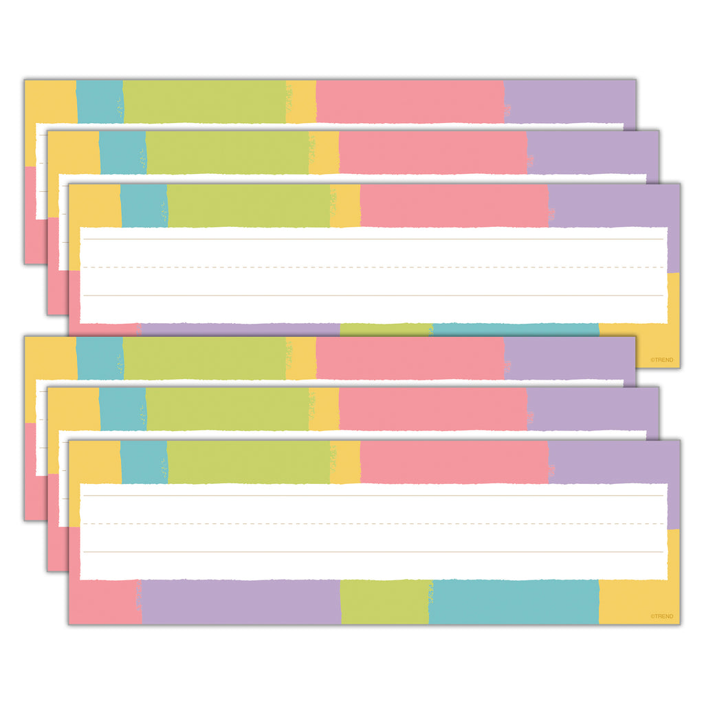 Cheerful Stripes Desk Toppers® Name Plates, 36 Per Pack, 6 Packs