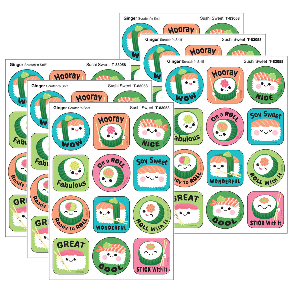 Sushi Sweet, Ginger Scent Scratch 'n Sniff Stinky Stickers®, 48 Per Pack, 6 Packs