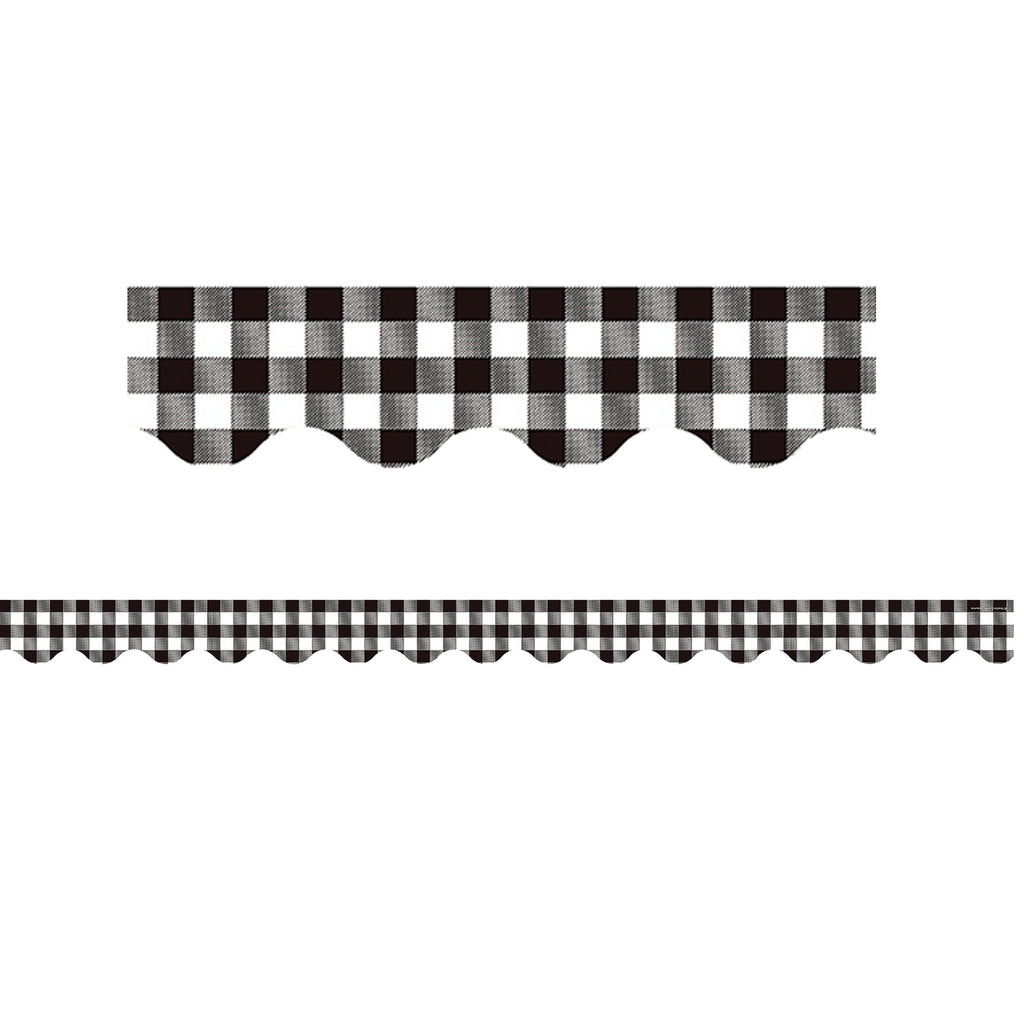 Blk & Wht Gingham Scalloped Border