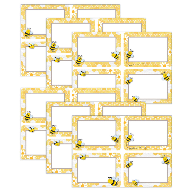 Buzzing Bees Name Tags/Labels, Multi-Pack, 3-1/2" x 2-1/2", 36 Per Pack, 6 Packs