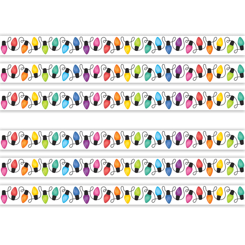 Colorful Holiday Lights Die-Cut Border Trim, 35 Feet Per Pack, 6 Packs
