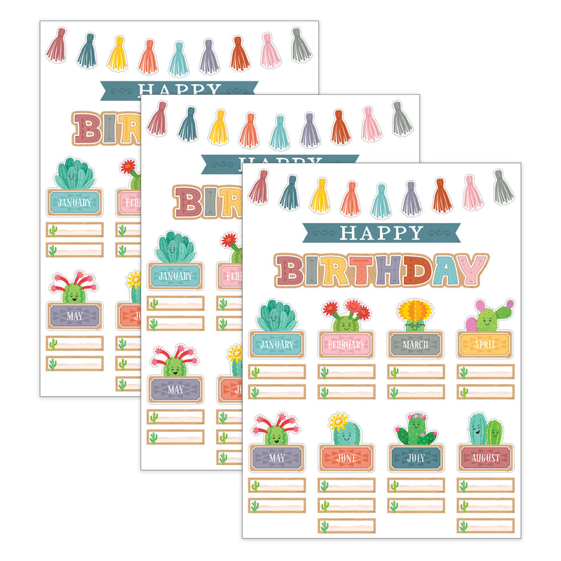 Happy Cactus Crew Happy Birthday Mini Bulletin Board Set, 59 Pieces, 3 Sets