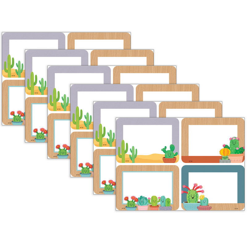 Happy Cactus Crew Name Tags/Labels, Multi-Pack, 3-1/2" x 2-1/2", 36 Per Pack, 6 Packs