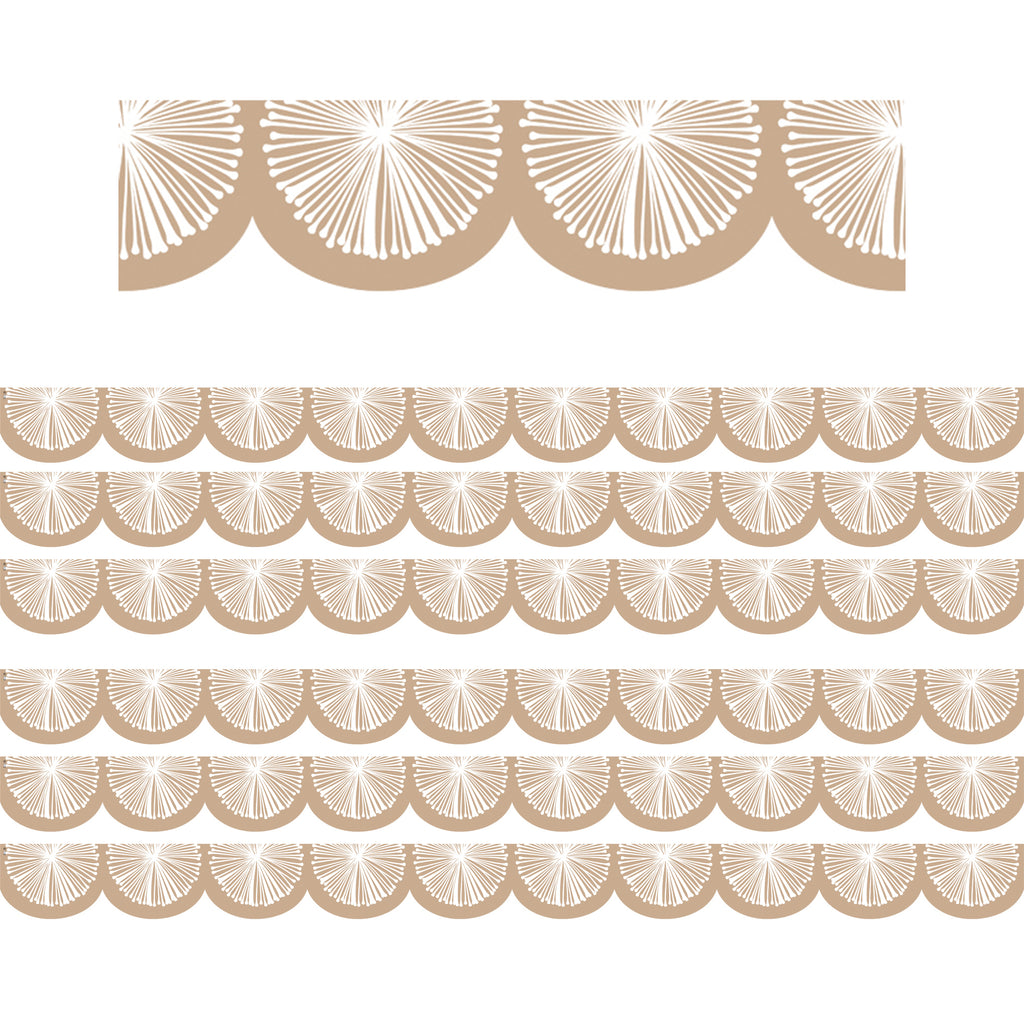 Natural Poms Scalloped Die-Cut Border Trim, 35 Feet Per Pack, 6 Packs