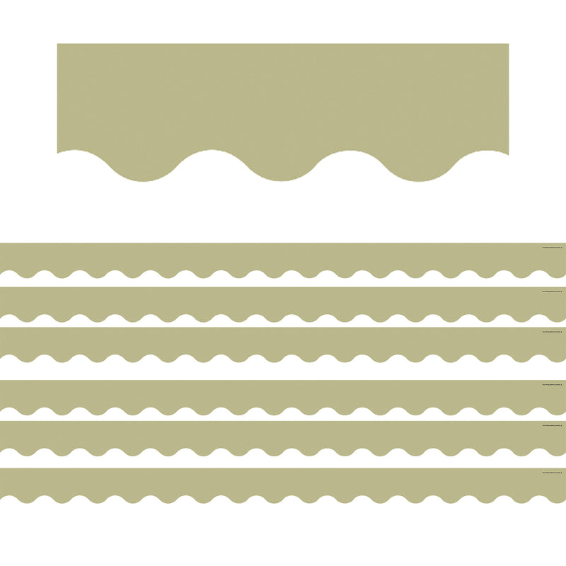 Olive Green Scalloped Border Trim, 35 Feet Per Pack, 6 Packs