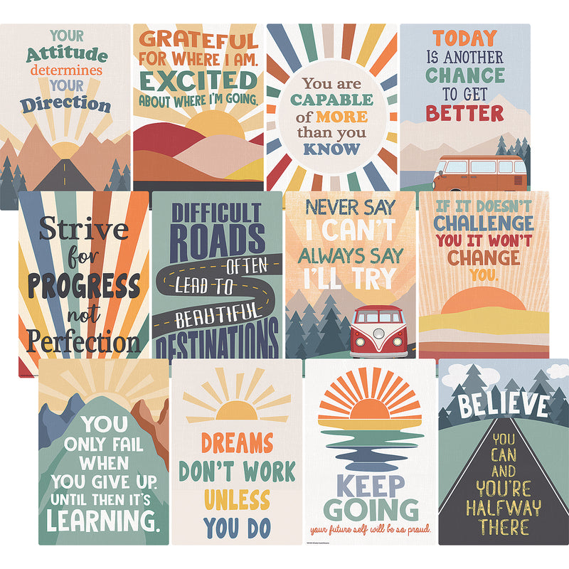 Moving Mountains Road Trip Positive Sayings Small Poster Pack, 11" x 15-3/4", Pack of 12