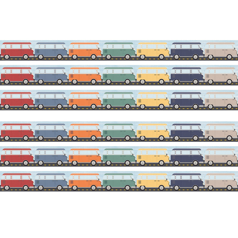 Moving Mountains Road Trip Camper Vans Straight Border Trim, 35 Feet Per Pack, 6 Packs