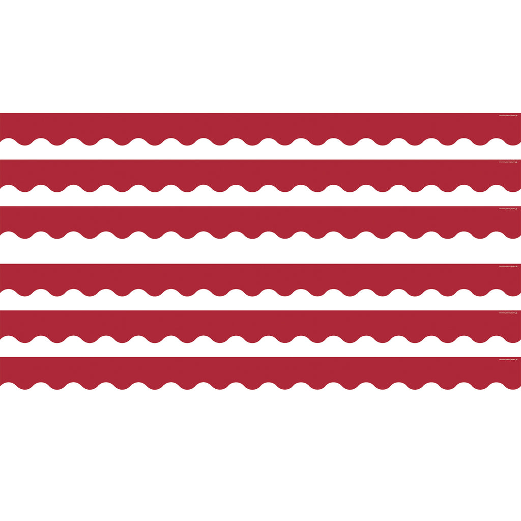 Cranberry Red Scalloped Border Trim, 35 Feet Per Pack, 6 Packs