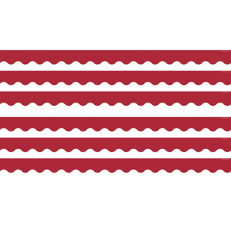 Cranberry Red Scalloped Border Trim, 35 Feet Per Pack, 6 Packs