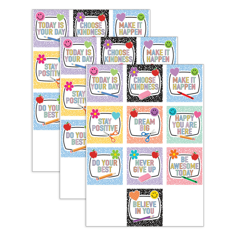 Cool for School Positive Sayings Accents, 30 Per Pack, 3 Packs
