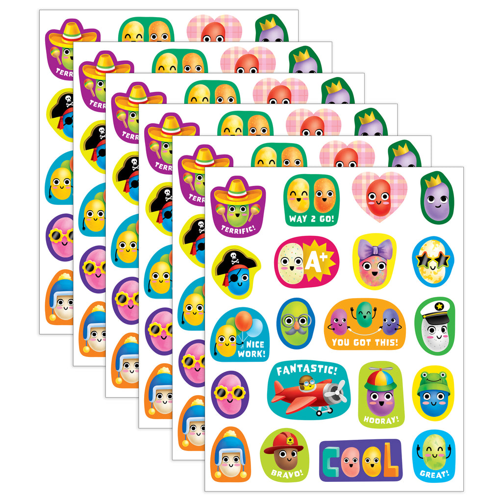 Jelly Bean Smelly Stickers, 120 Per Pack, 6 Packs