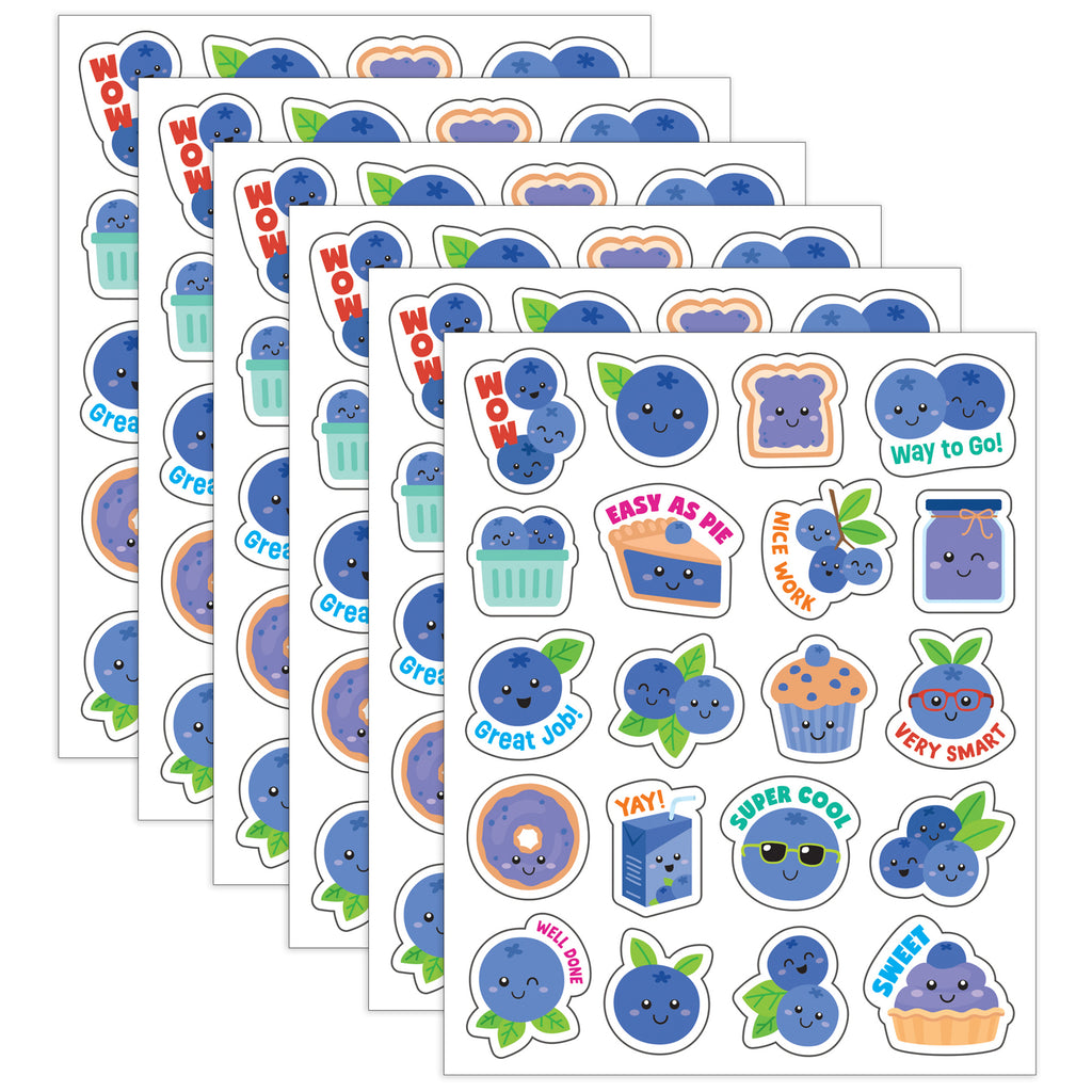 Blueberry Smelly Stickers, 120 Per Pack, 6 Packs