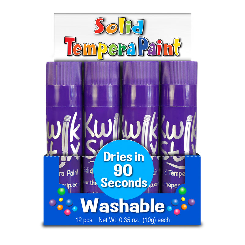 Solid Tempera Paint Sticks, Single Color Pack, Purple, 12 Per Pack, 2 Packs