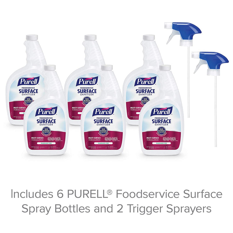 PURELL Foodservice Surface Sanitizer, Fragrance Free, Capped Bottle with Spray Trigger, 6 Bottles and 2 Spray Triggers/Carton