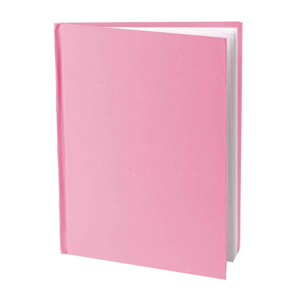 Pink Hardcover Blank Book, White Pages, 11"H x 8-1-2"W Portrait, 14 Sheets-28 Pages