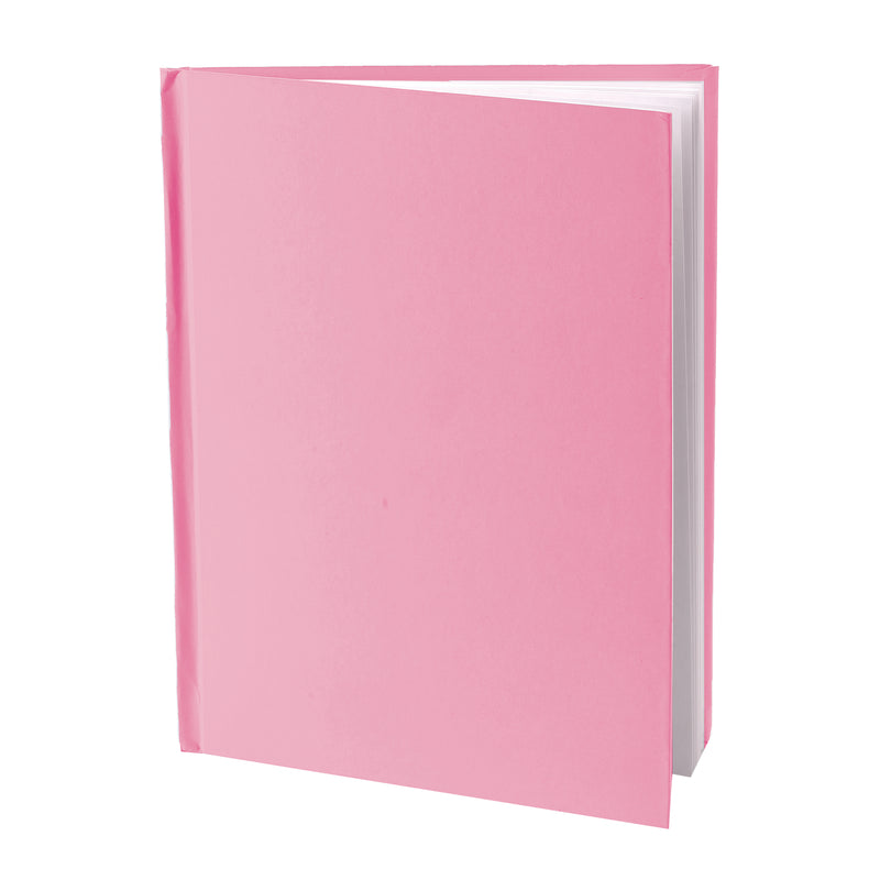 Pink Hardcover Blank Book, White Pages, 11"H x 8-1-2"W Portrait, 14 Sheets-28 Pages