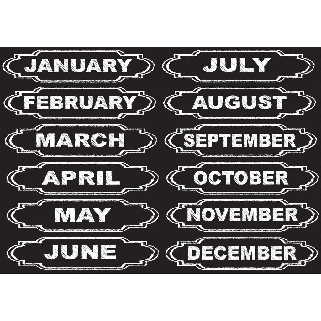 (6 Pk) Die-cut Magnets Chalkboard Calendar Months