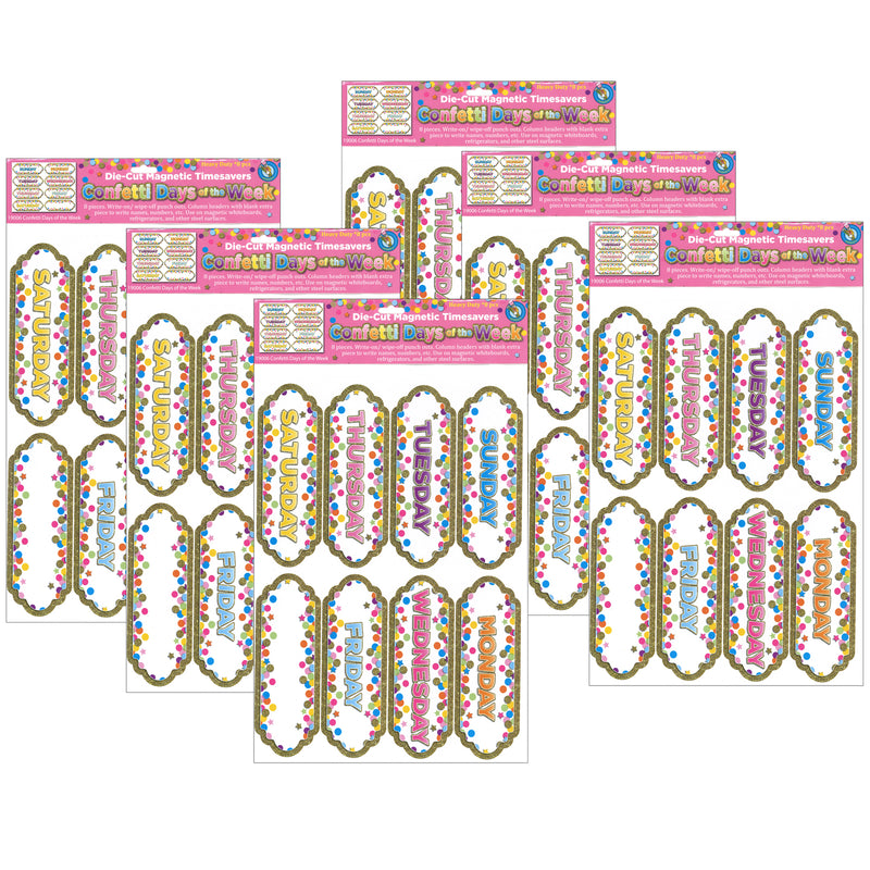 (6 Pk) Magnetic Confetti Days The Week