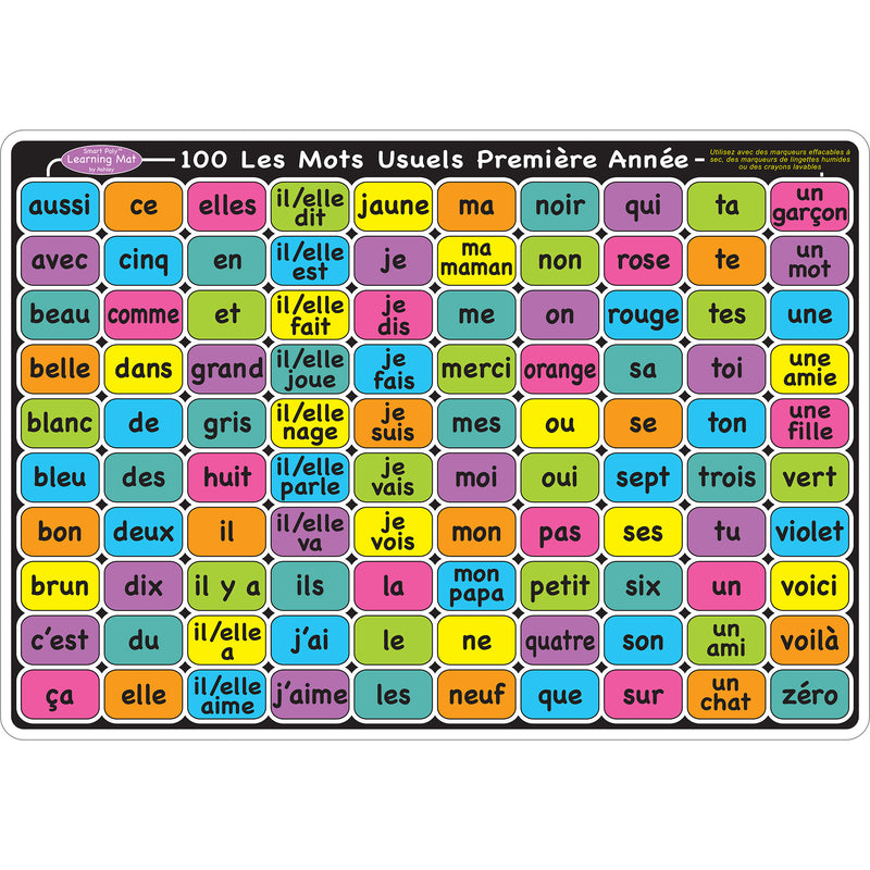 French Sight Word Gr 1-2 Mat 2 Side Write On Wipe Off