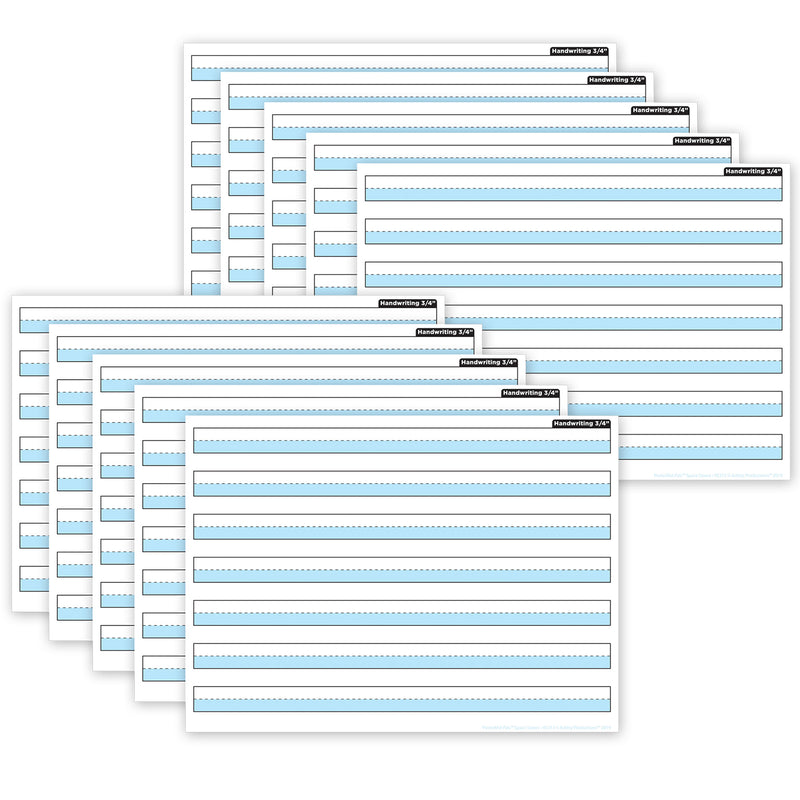 Smart Poly® PosterMat Pals™ Space Savers, 13" x 9-1-2", 3-4" Handwriting Highlighted Blue, Pack of 10