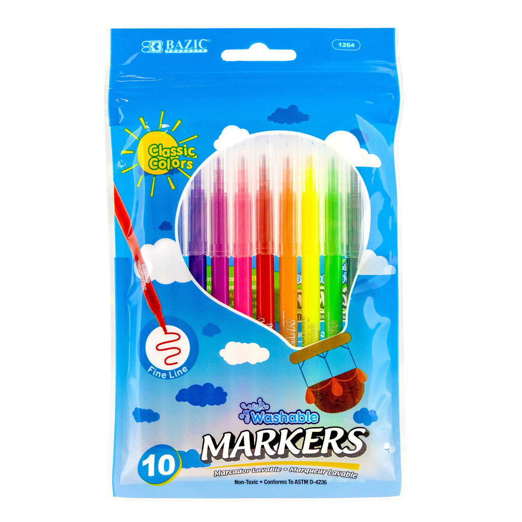 10 Colors Fine Line Washable Markrs