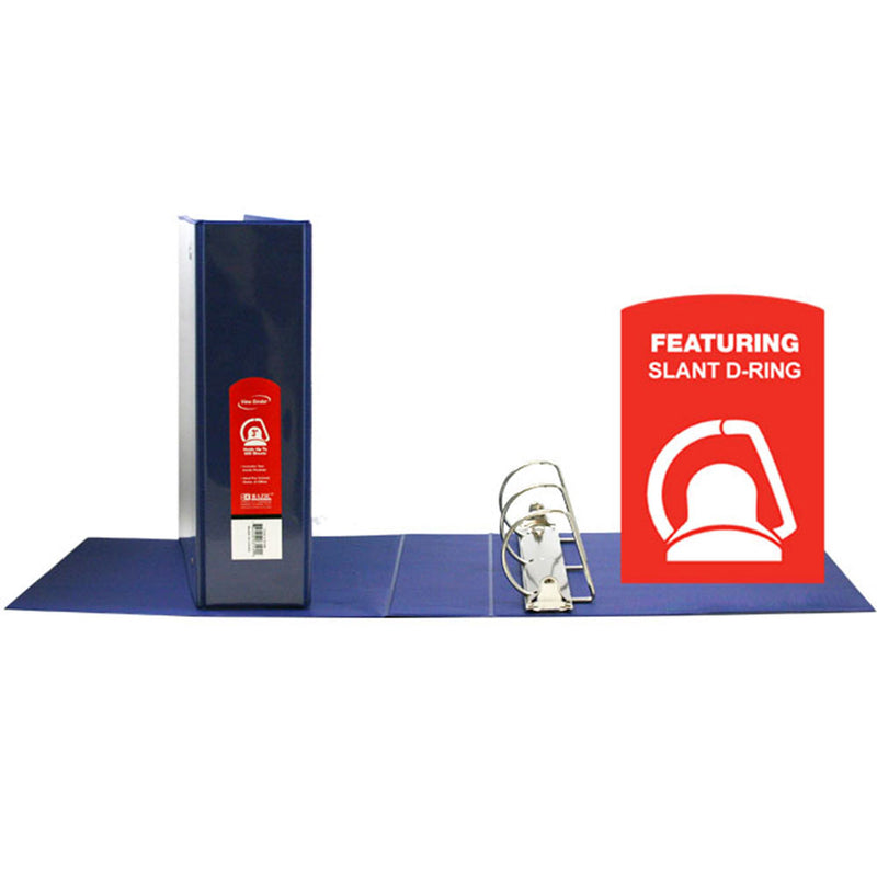 D Ring Binder W- Pockts 3in Blu