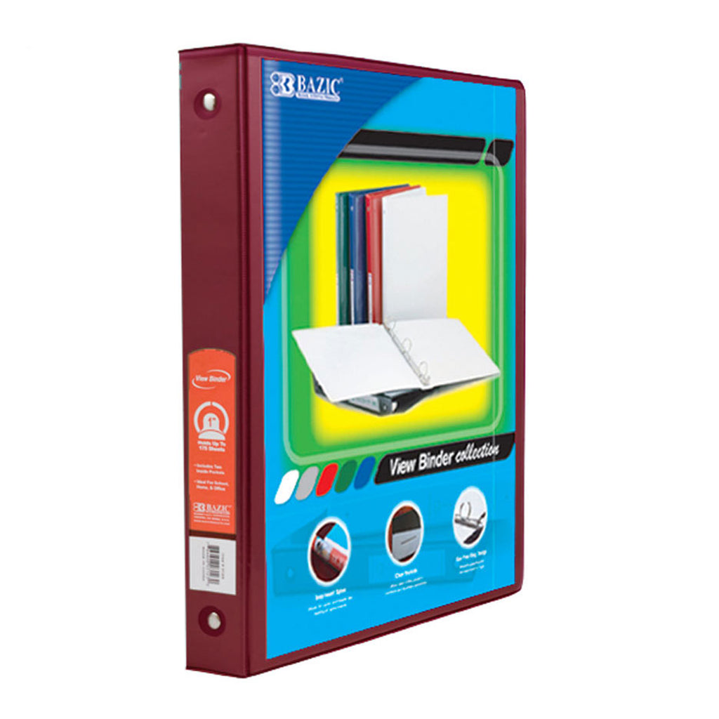 3ring Binder W- Pockets 1in Burgndy