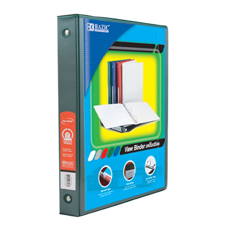 3 Ring Binder W- 2 Pockets 1in Grn