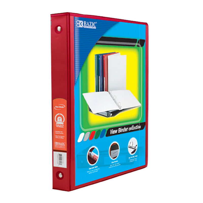 3 Ring Binder W- 2 Pockets 1in Red