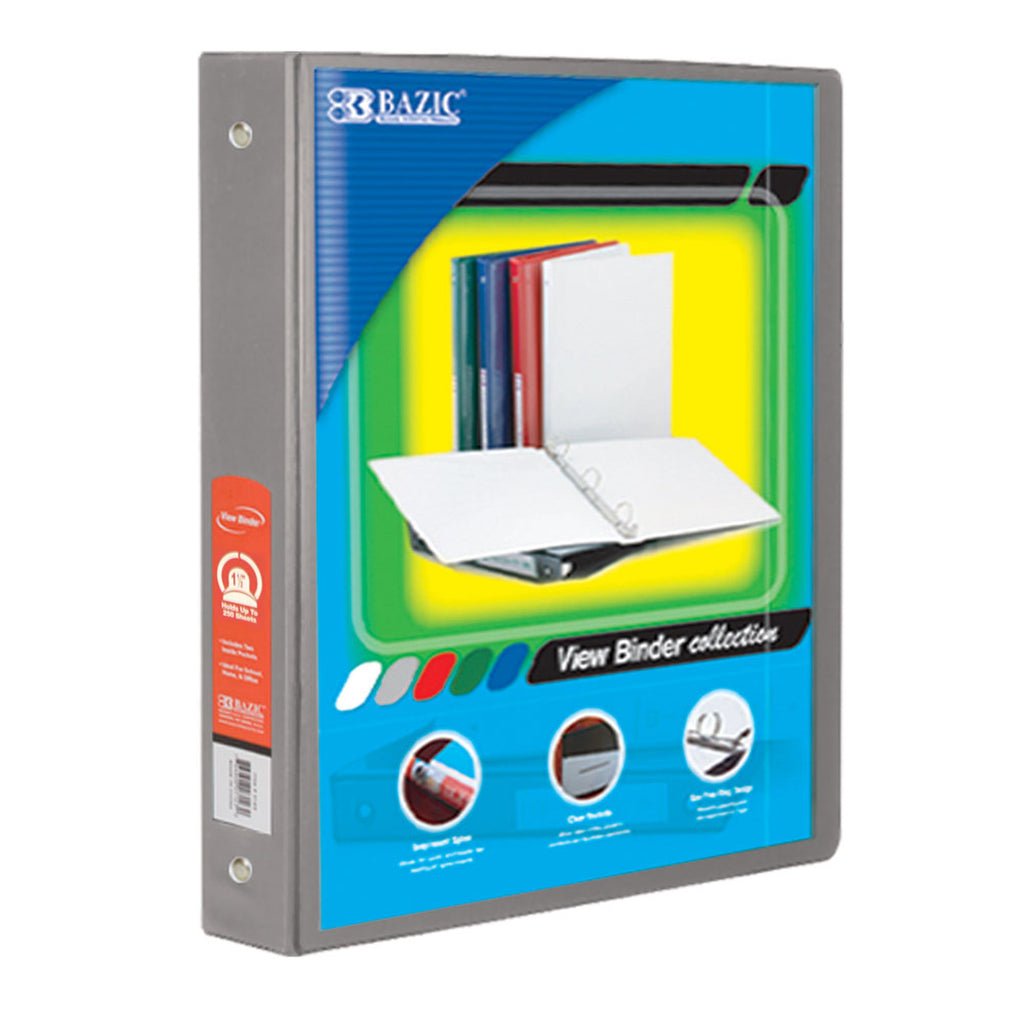 3ring Binder W- 2 Pockets 1.5in Gry