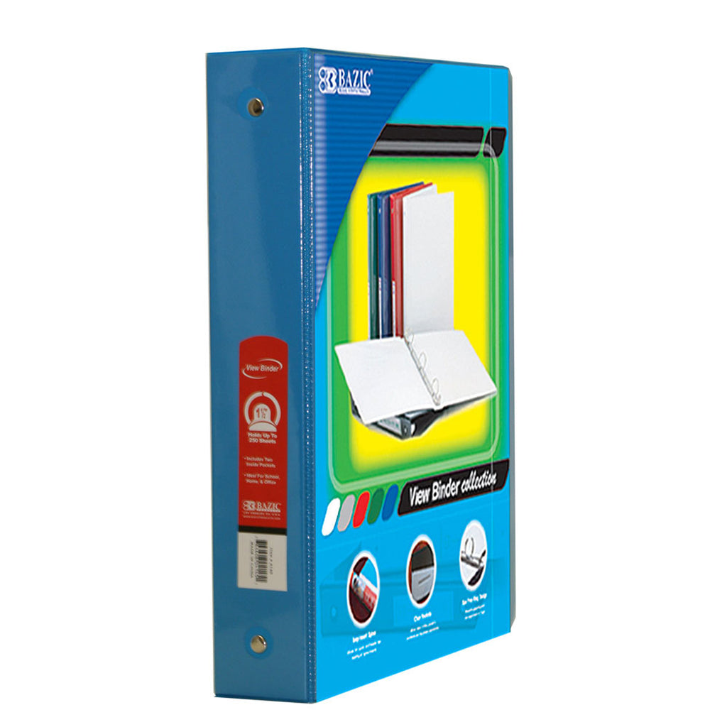 3ring Binder W- 2pockets 1.5in Cyan