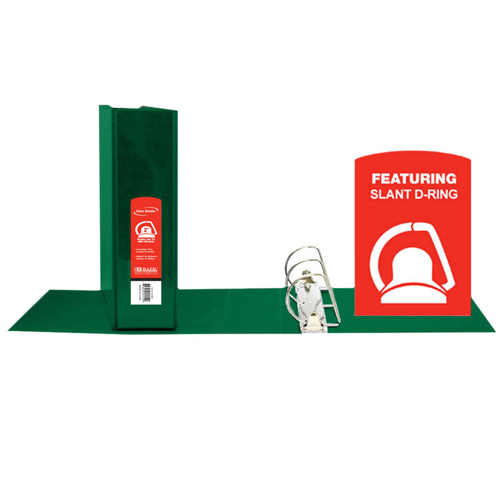D Ring Binder W- Pockts 2in Grn