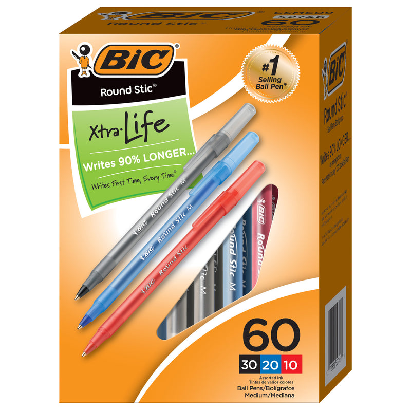 Round Stic Xtra Life Pensbox Of 60